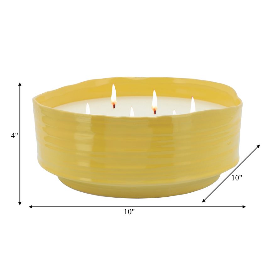 Sagebrook 10" 67 Oz Citronella Candle Planter - Yellow