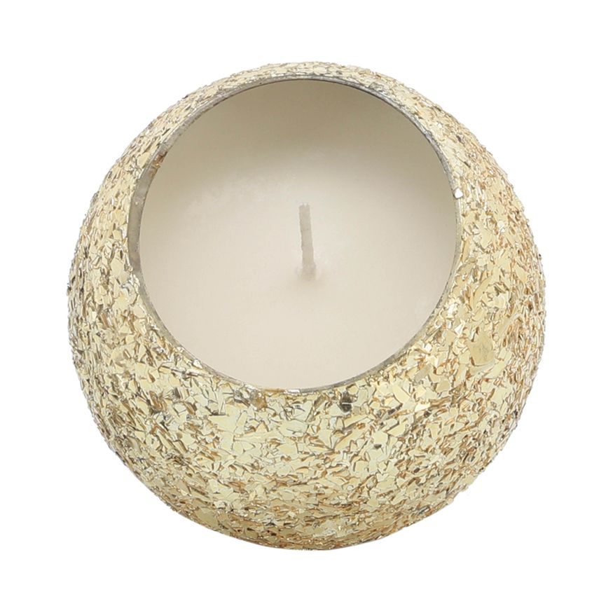 Sagebrook 4" 11 Oz Spiced Pear Crackled Glass Candle - Gold