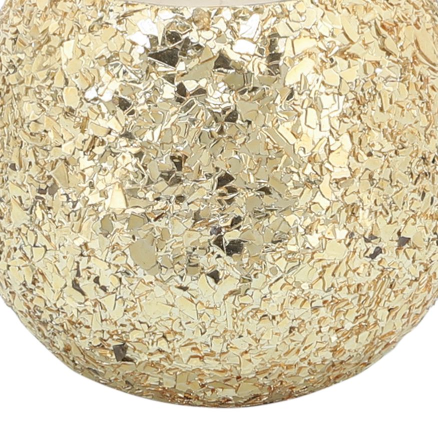 Sagebrook 4" 11 Oz Spiced Pear Crackled Glass Candle - Gold