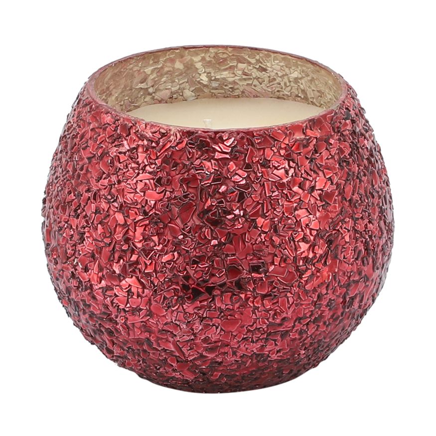 Sagebrook 4" 11 Oz Spiced Pear Crackled Glass Candle