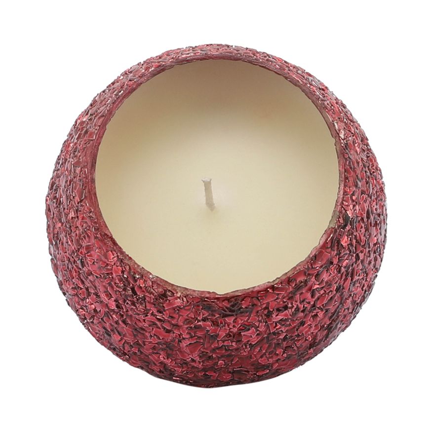 Sagebrook 4" 11 Oz Frasier Fir Crackled Glass Candle - Red