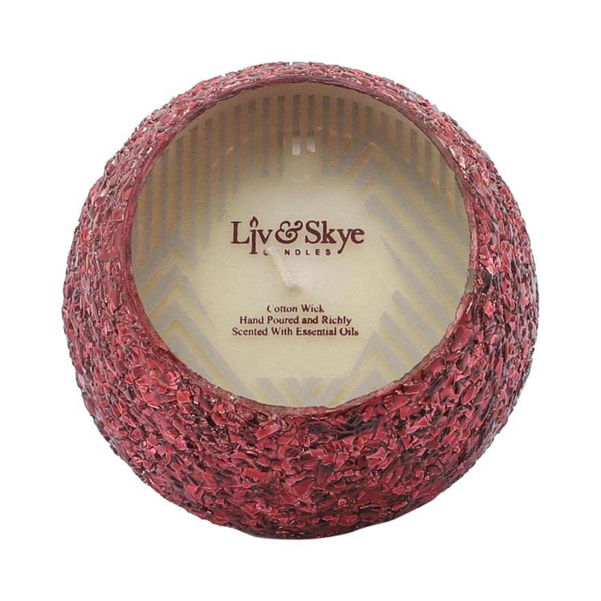 Sagebrook 4" 11 Oz Frasier Fir Crackled Glass Candle - Red