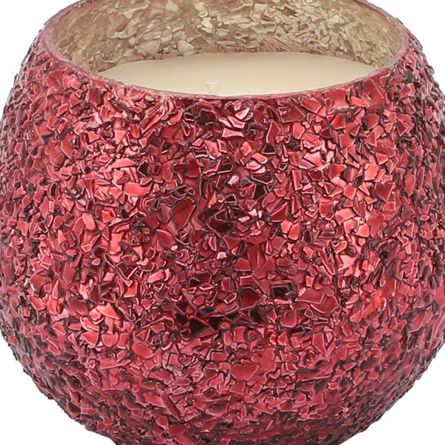 Sagebrook 4" 11 Oz Frasier Fir Crackled Glass Candle - Red