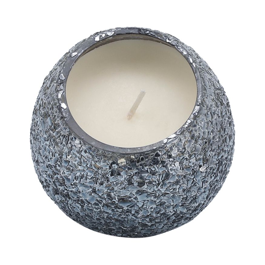 Sagebrook 4" 11 Oz Santal Vanilla Crackled Glass Candle - Gray