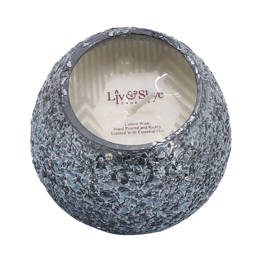 Sagebrook 4" 11 Oz Santal Vanilla Crackled Glass Candle - Gray