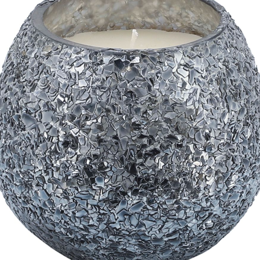 Sagebrook 4" 11 Oz Santal Vanilla Crackled Glass Candle - Gray