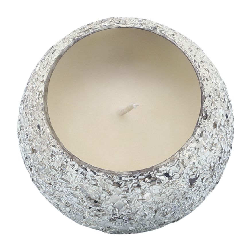 Sagebrook 4" 11 Oz Casa Pacifica Crackled Glass Candle - Silver