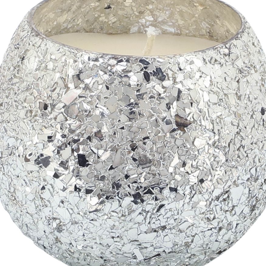 Sagebrook 4" 11 Oz Casa Pacifica Crackled Glass Candle - Silver