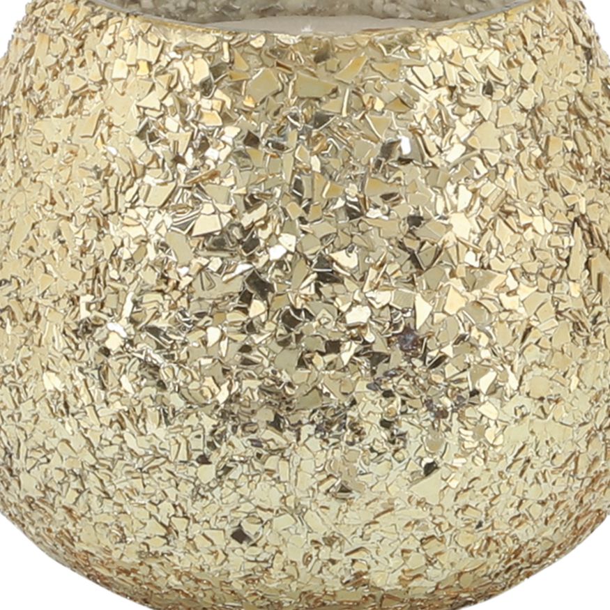 Sagebrook 5" 17 Oz Spiced Pear Crackled Glass Candle - Gold