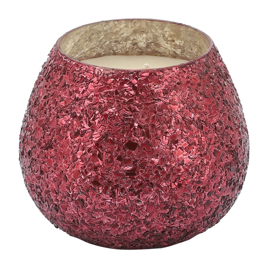 Sagebrook 5" 17 Oz Frasier Fir Crackled Glass Candle - Red