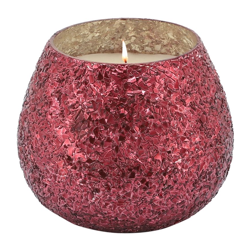 Sagebrook 5" 17 Oz Frasier Fir Crackled Glass Candle - Red