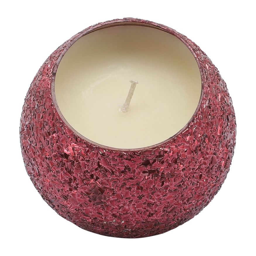 Sagebrook 5" 17 Oz Frasier Fir Crackled Glass Candle - Red