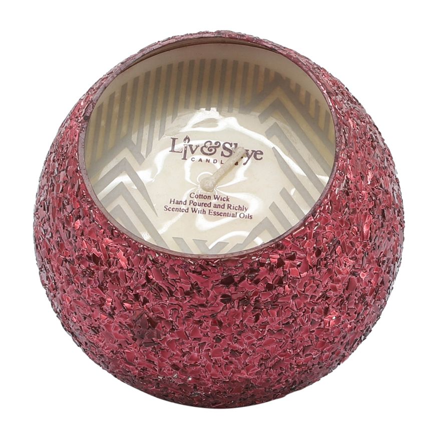 Sagebrook 5" 17 Oz Frasier Fir Crackled Glass Candle - Red