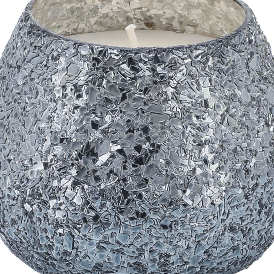 Sagebrook 5" 17 Oz Santal Vanilla Crackled Glass Candle - Gray