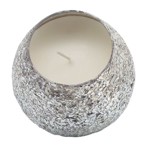 Sagebrook 5" 17 Oz Casa Pacifica Crackled Glass Candle - Silver