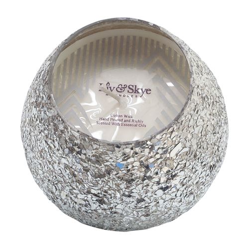 Sagebrook 5" 17 Oz Casa Pacifica Crackled Glass Candle - Silver