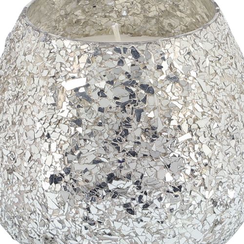 Sagebrook 5" 17 Oz Casa Pacifica Crackled Glass Candle - Silver