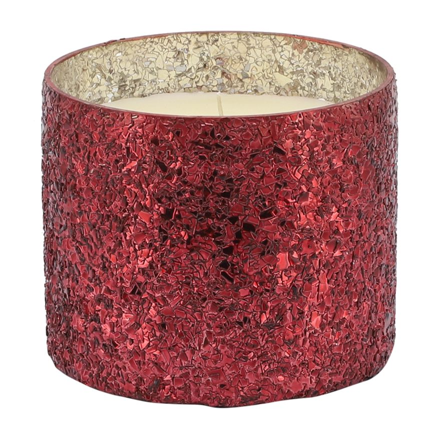 Sagebrook 5" 26 Oz Frasier Fir Crackled Glass Candle - Red