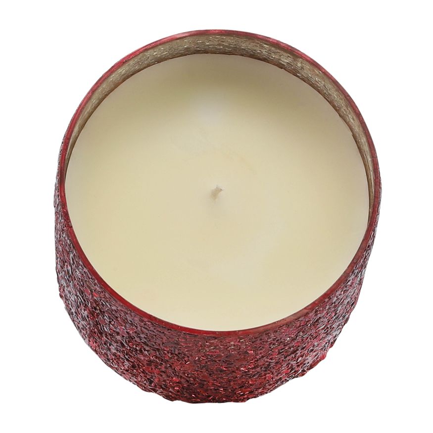 Sagebrook 5" 26 Oz Frasier Fir Crackled Glass Candle - Red