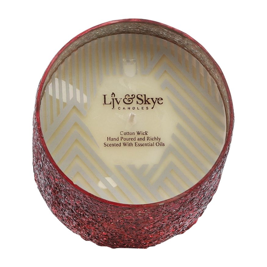 Sagebrook 5" 26 Oz Frasier Fir Crackled Glass Candle - Red