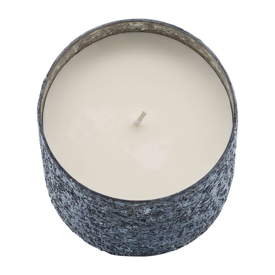 Sagebrook 5" 26 Oz Santal Vanilla Crackled Glass Candle - Gray