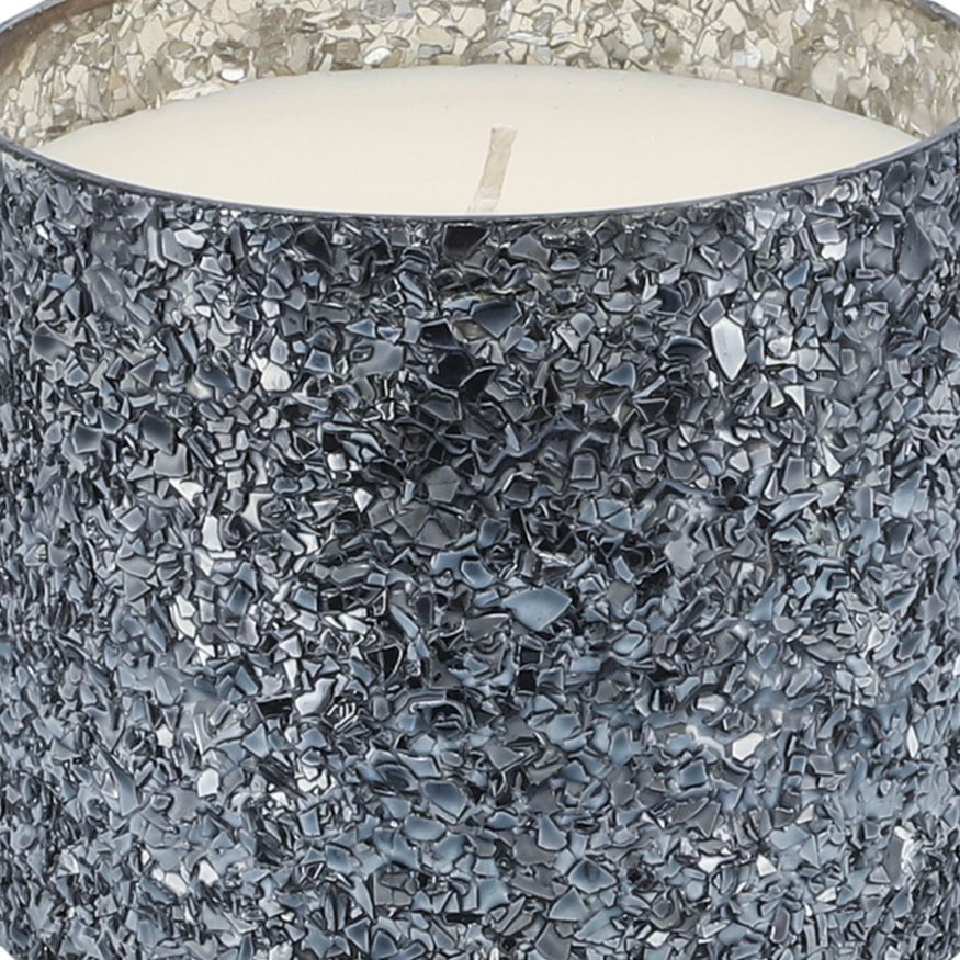 Sagebrook 5" 26 Oz Santal Vanilla Crackled Glass Candle - Gray