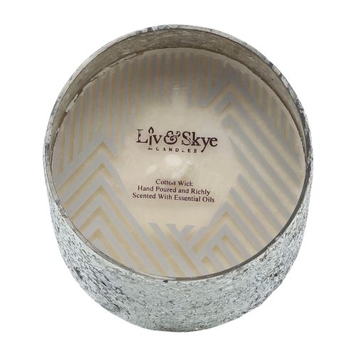 Sagebrook 5" 26 Oz Casa Pacifica Crackled Glass Candle - Silver