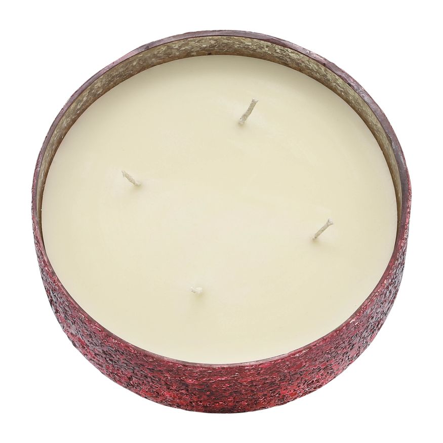 Sagebrook 9" 49 Oz Frasier Fir Crackled Glass Candle - Red