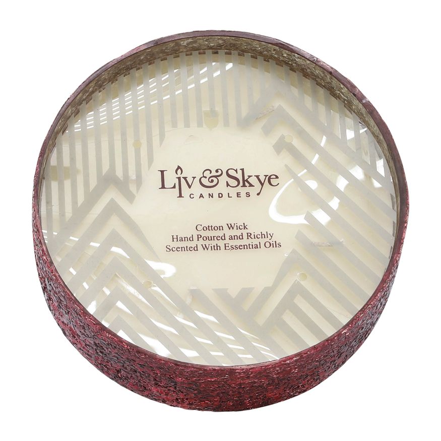 Sagebrook 9" 49 Oz Frasier Fir Crackled Glass Candle - Red