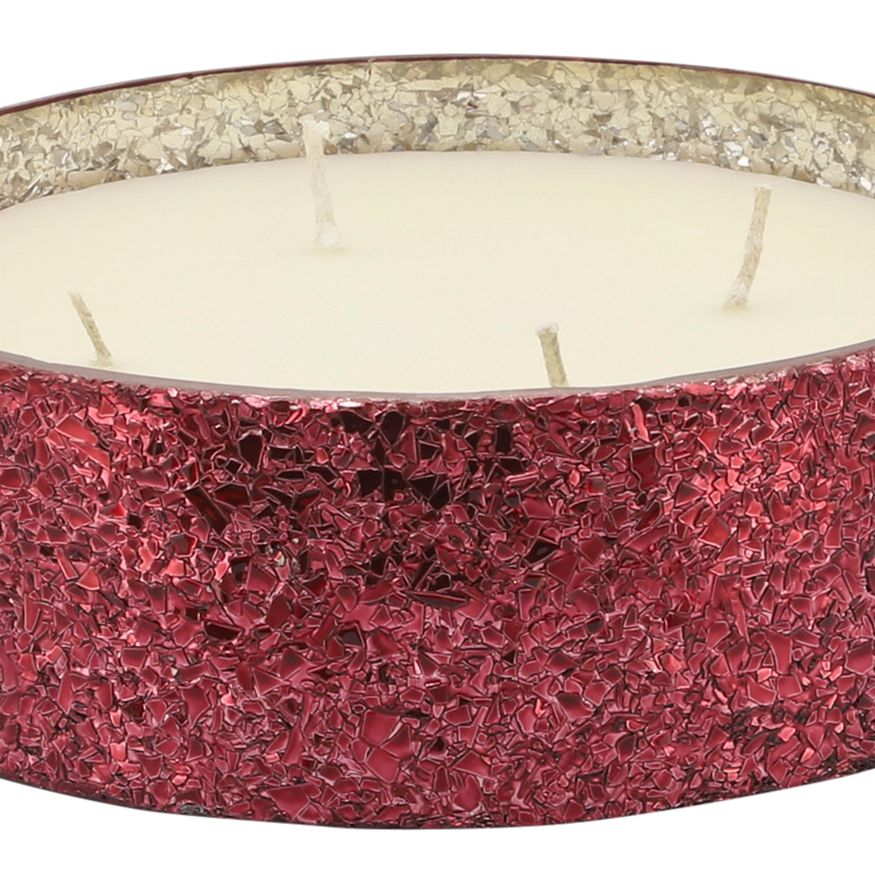 Sagebrook 9" 49 Oz Frasier Fir Crackled Glass Candle - Red