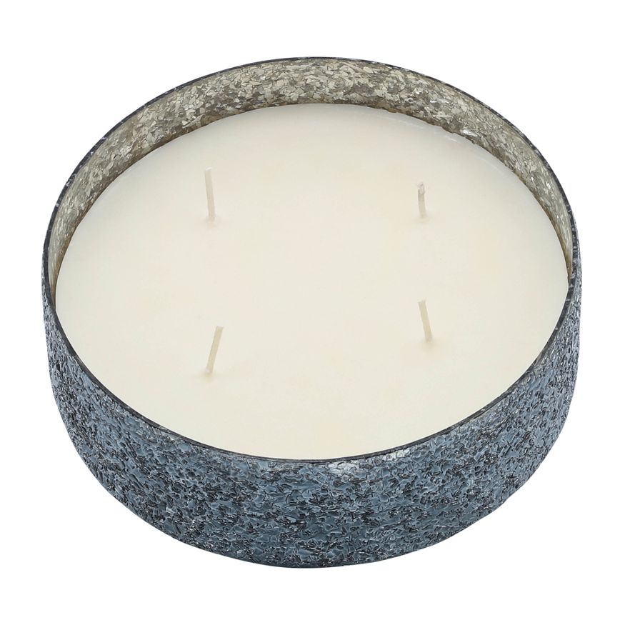 Sagebrook 9" 49 Oz Santal Vanilla Crackled Glass Candle - Gray