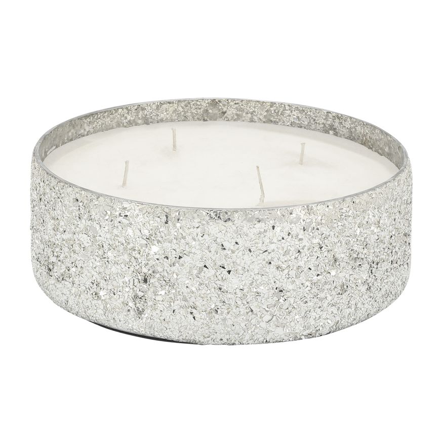 Sagebrook 9" 49 Oz Casa Pacifica Crackled Glass Candle - Silver