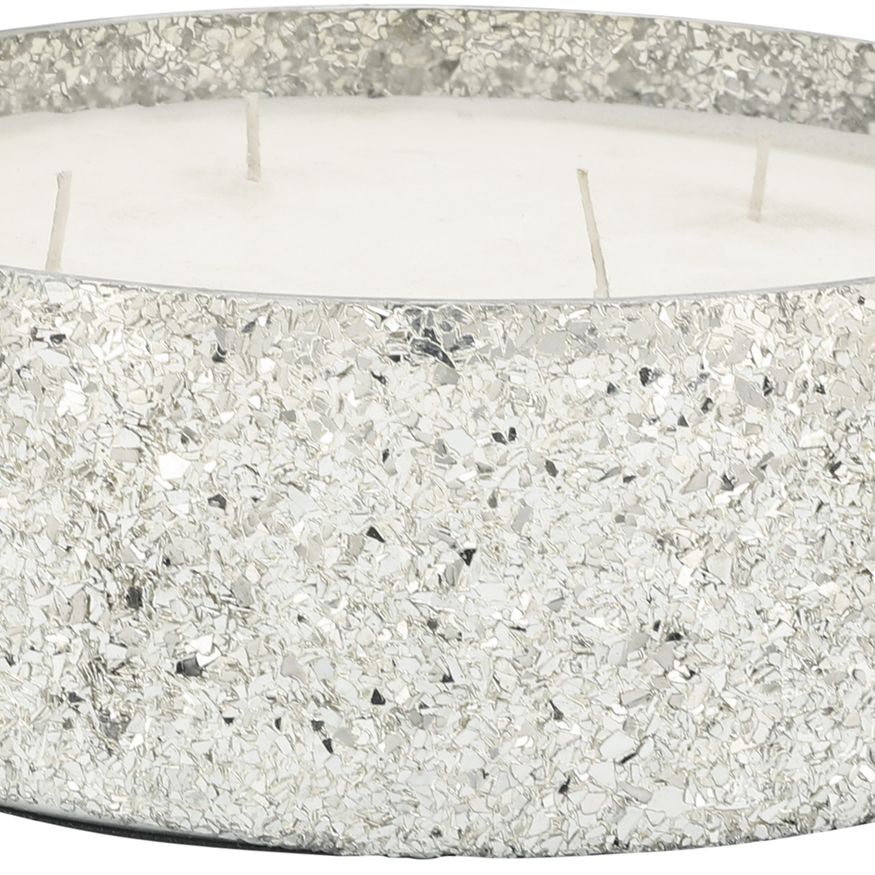 Sagebrook 9" 49 Oz Casa Pacifica Crackled Glass Candle - Silver