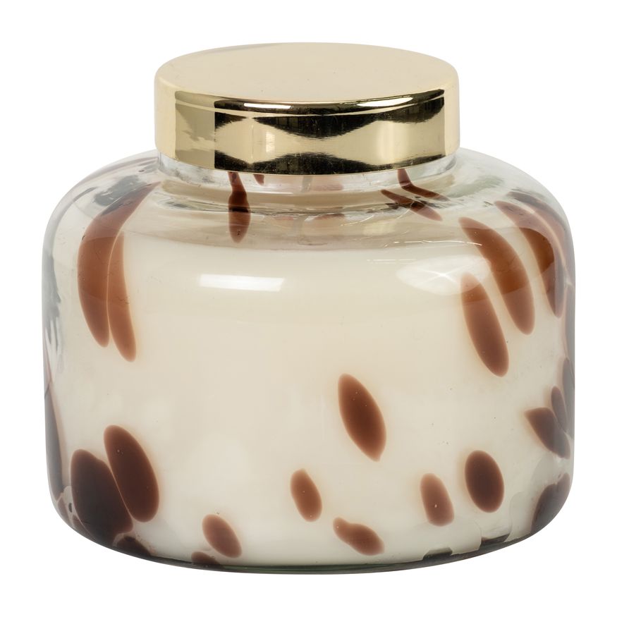 Sagebrook - 5" 22 Oz Cinnamon Speckle Glass Lid Candle in Brown