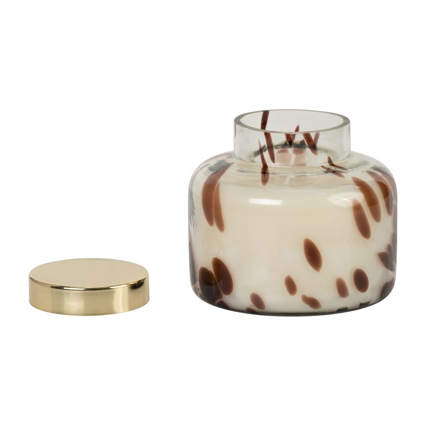 Sagebrook - 5" 22 Oz Cinnamon Speckle Glass Lid Candle in Brown