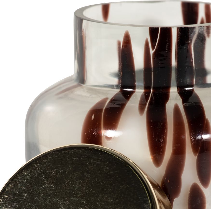 Sagebrook - 3" 10 Oz Cinnamon Speckle Glass Lid Candle in Brown