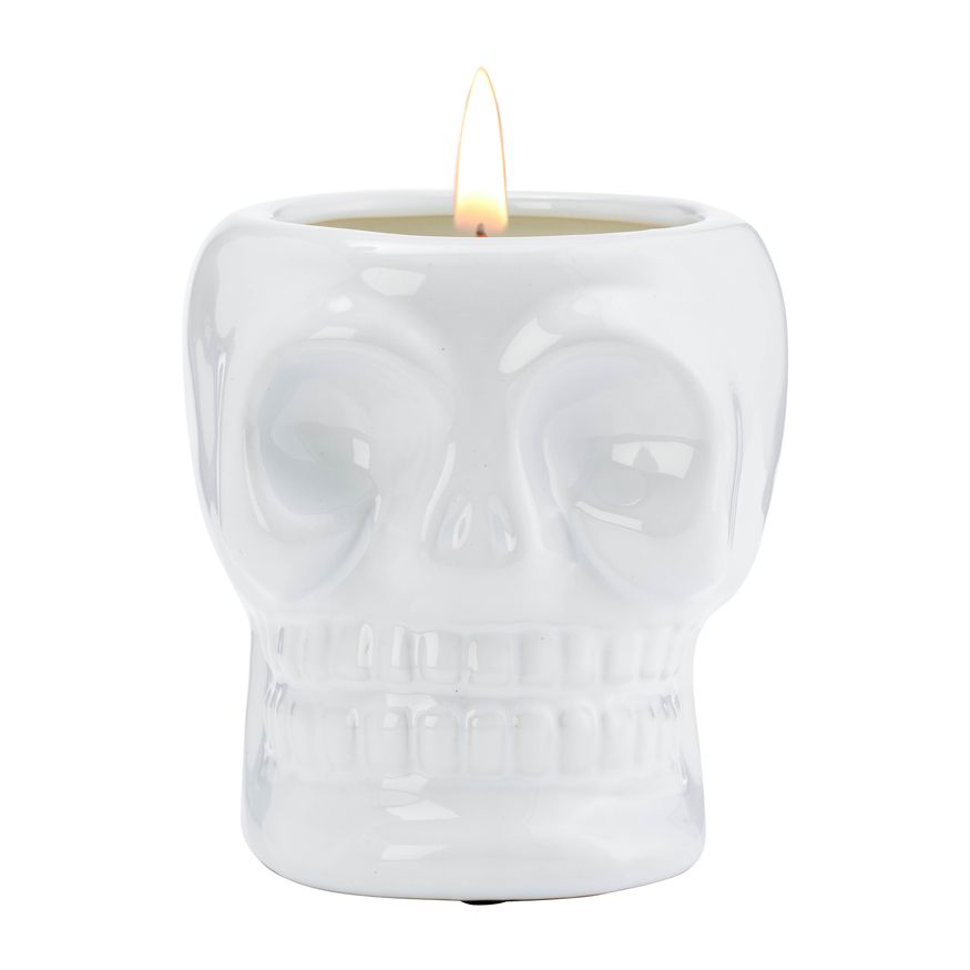 Sagebrook - 5" 14 Oz Skull Scented Ceramic Candle in White