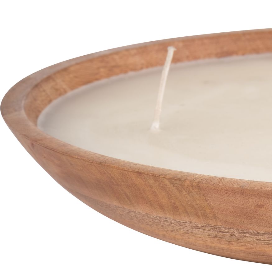 Sagebrook - 14" 56 Oz Vanilla Round Wood Bowl Candle in Natural