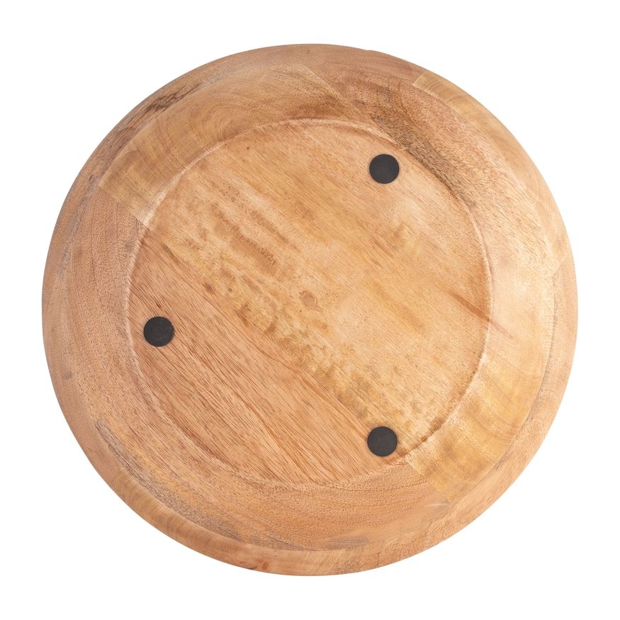 Sagebrook - 14" 56 Oz Vanilla Round Wood Bowl Candle in Natural