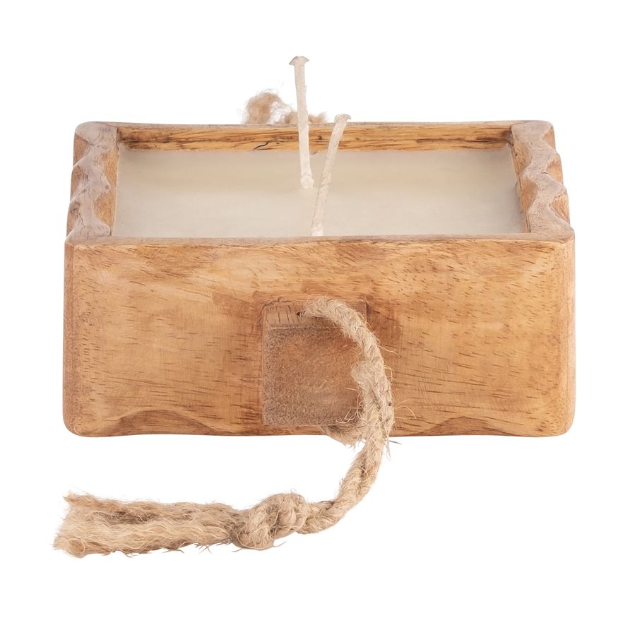 Sagebrook 8" 10 Oz Vanilla Wood Tray Candle - Natural