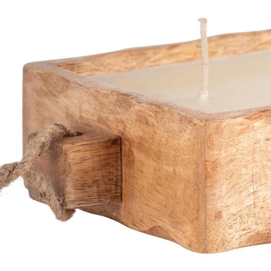 Sagebrook 8" 10 Oz Vanilla Wood Tray Candle - Natural