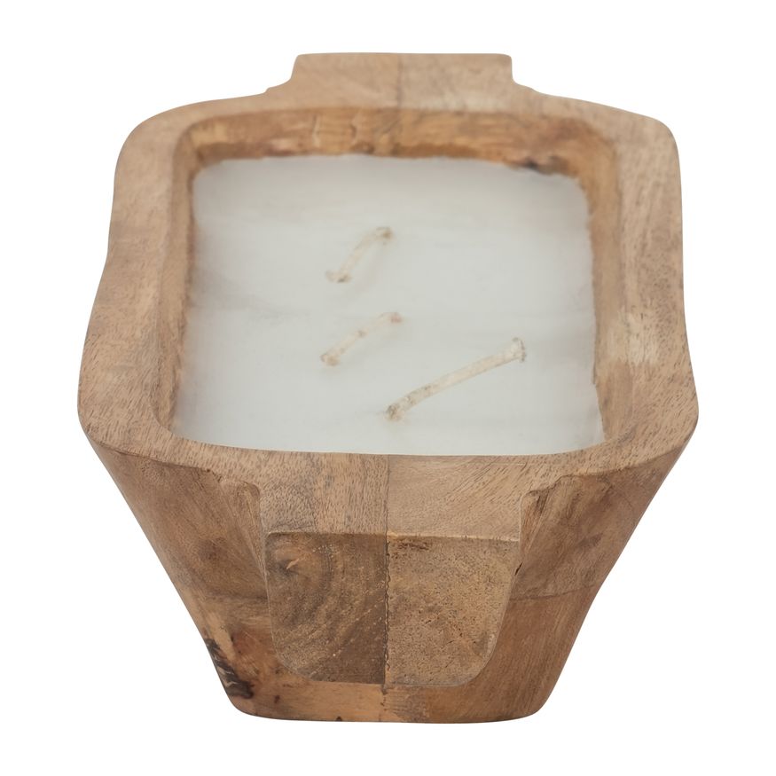 Sagebrook 14" 15 Oz Vanilla Wood Tray Candle - Natural