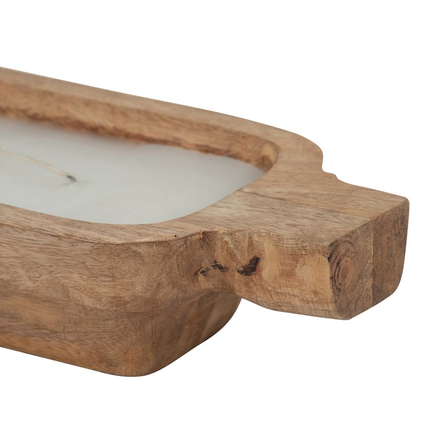 Sagebrook 14" 15 Oz Vanilla Wood Tray Candle - Natural