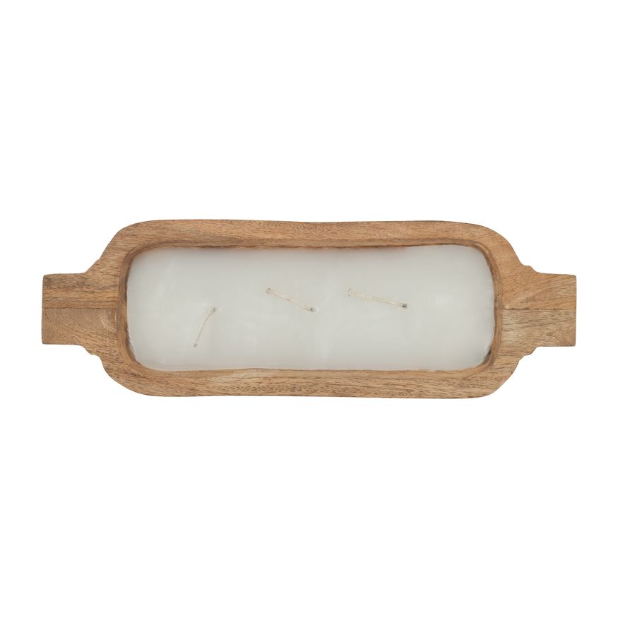 Sagebrook 14" 15 Oz Vanilla Wood Tray Candle - Natural