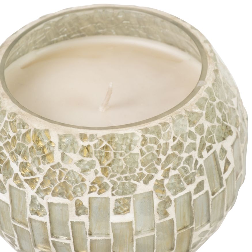 Sagebrook 5" 16 Oz Sugar Berry Mosaic Candle - Silver