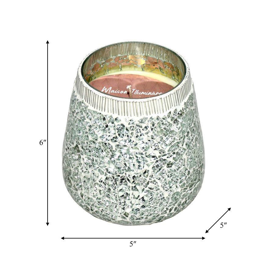 Sagebrook 6" 18 Oz Santal Vanilla Mosaic Candle - Silver