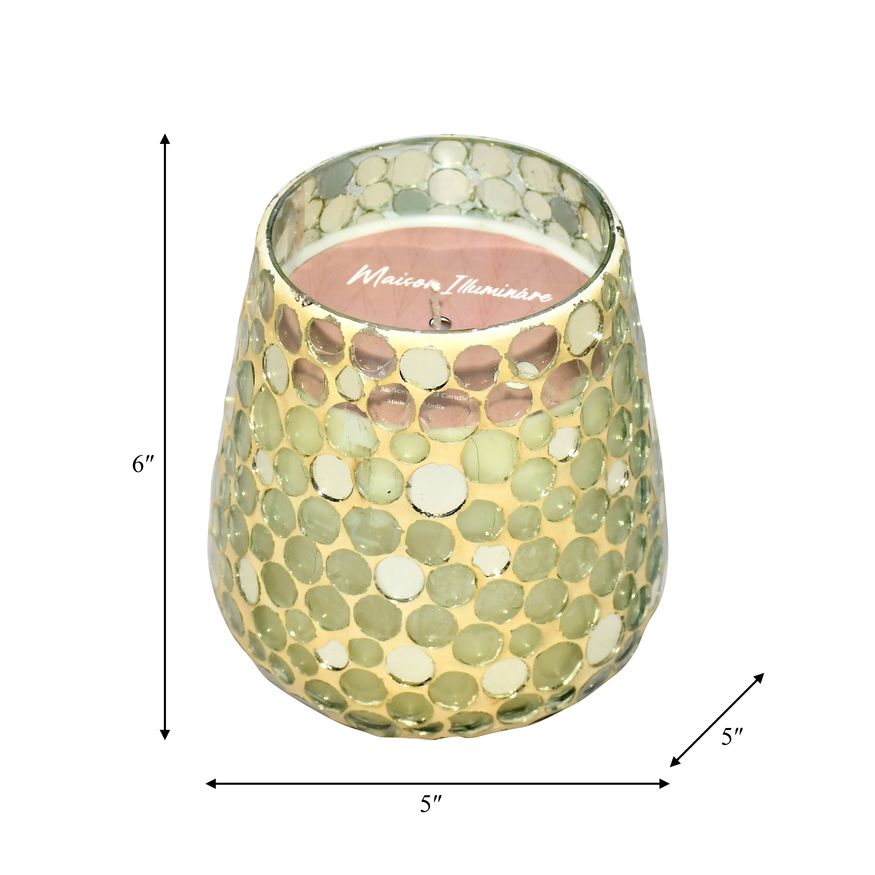 Sagebrook 6" 18 Oz Spiced Pear Mosaic Candle - Champagne