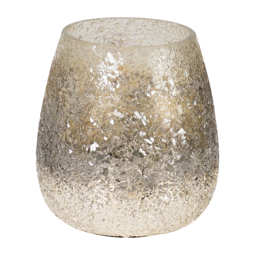 Sagebrook 4" 12 Oz Cozy Linen Crackle Glitter Candle