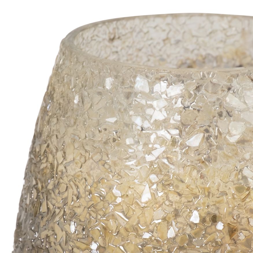 Sagebrook 4" 12 Oz Cozy Linen Crackle Glitter Candle - Gray