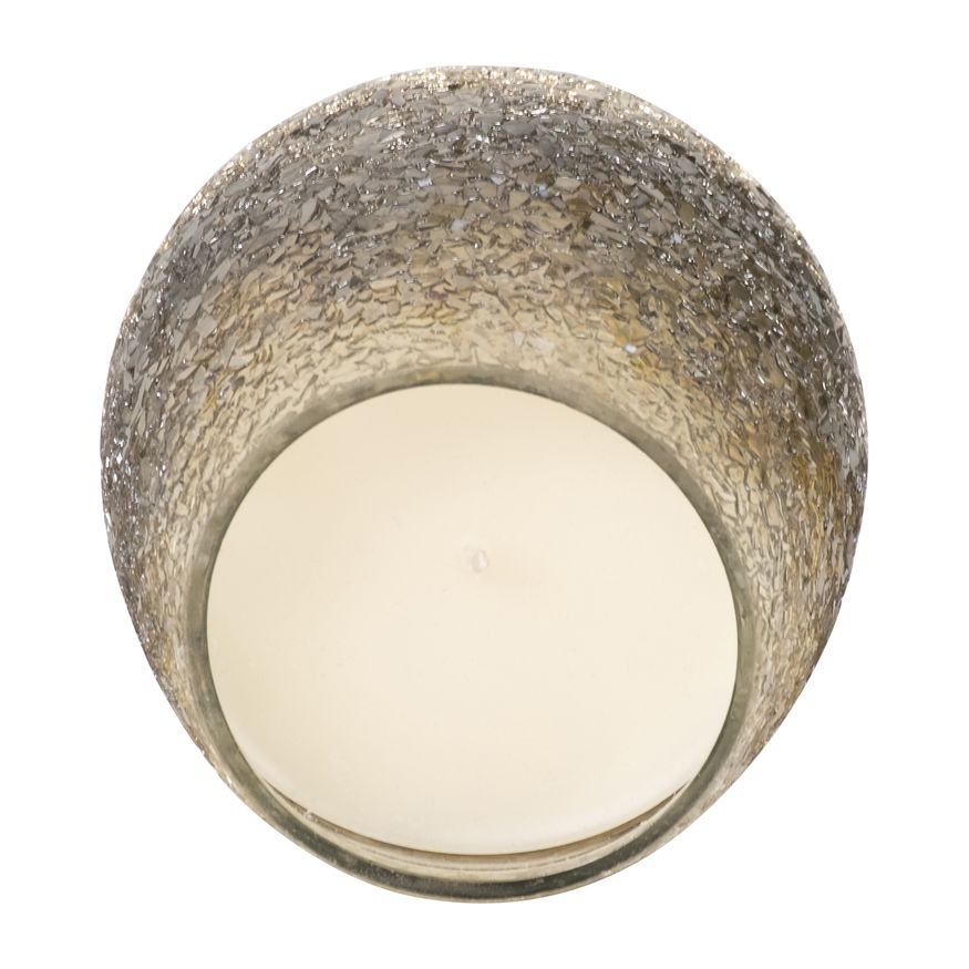 Sagebrook 4" 12 Oz Cozy Linen Crackle Glitter Candle - Gray